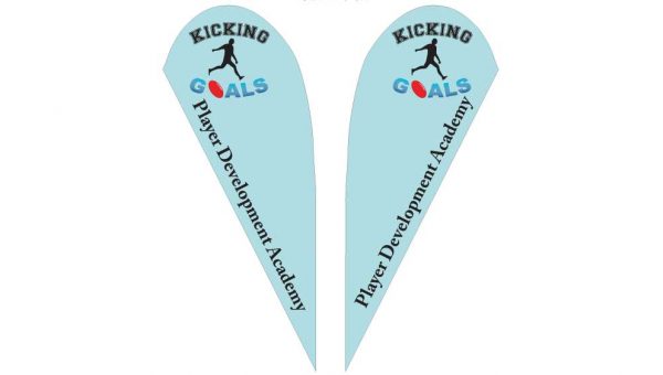 Kicking Goals Teardrop Banner